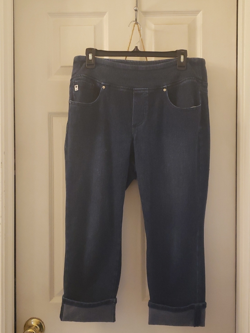 Belle by Kim Gravel Dark Blue Cropped Pull-On Capri Jeans